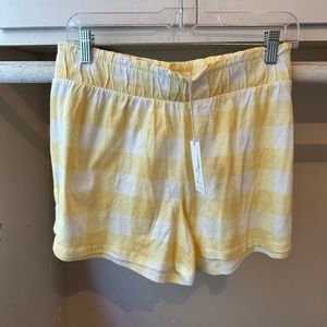 Z Supply yellow and white check comfy shorts